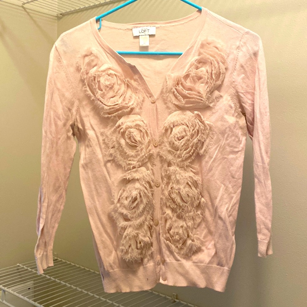 Pale pink Loft cardigan